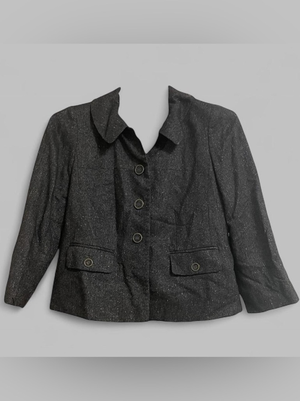 Ann Taylor LOFT Gray Cropped Sleeve Blazer Size 4